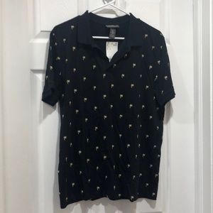 Men Polo Navy Blue with Palm Trees